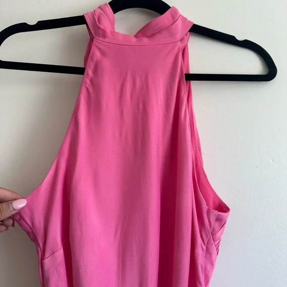 NWT Meshki Claire Satin Drape Back Maxi Dress with Split - Pink Size XL - Picture 4 of 8